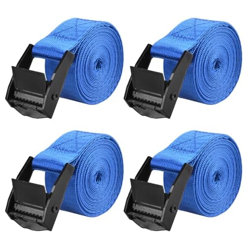 Image of TRIWONDER Cam Buckle Tie Down Straps 4 Pack, 5m x 25mm Heavy Duty Lashing Straps with Quick Release, Adjustable for Truck, Motorcycle, Cargo, Trailer, Luggage (Blue)