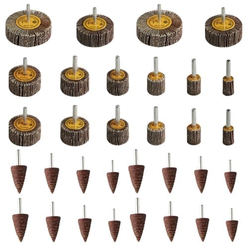 Image of 32 Pcs Sanding Flap Wheels Abrasive Flap Wheel Sander, 80 Grit Abrasive Sanding Wheels Sandpaper Polishing Disc Grinding Wheel with 1/4" Shank for Drill Rotary Tool Remove Rust Burr Deburring