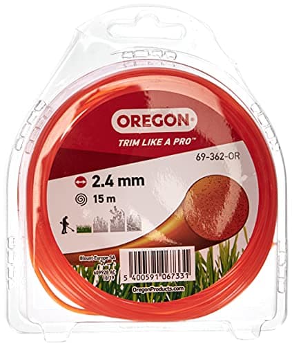 Image of Oregon Orange Round 2.4mm Strimmer Line, Trimmer Line Tackles Grass, Weeds, Lawn Edges & Flower Beds, Gardening & Lawn Care Nylon Strimmer Wire, Fits Most Standard Models, 2.4mm x 15m (69-362-OR)