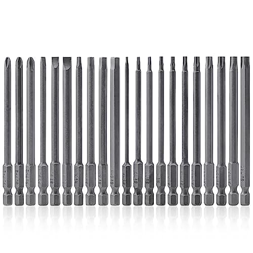 Image of Mesee 21Pcs 100mm Long Magnetic Screwdriver Bit Combination Set 1/4" Hex Shank Assorted Screw Driver Bits - Torx Bits/Hex Head Allen Wrench/Flat Head Slotted Tip/Cross Phillips Screwdriver Bits