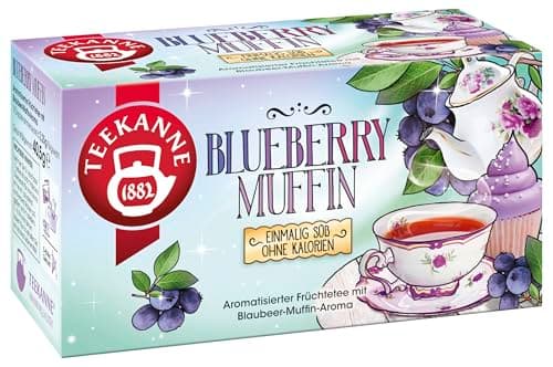 Image of Teekanne Blueberry Muffin Fruit Infusion Tea – Sweet Blueberry & Muffin-Flavoured Blend with Apples, Hibiscus – 18 Tea Bags