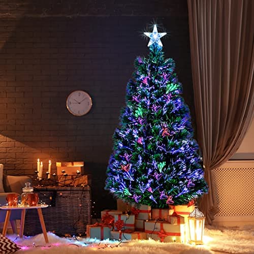 Image of Outopee 3ft Fibre Optic Christmas Tree with Multi-Colour Changing Lights, Top Star, 85 Branch Tips, Pre-lit Green Artificial Xmas Tree for Holiday Home & Office Decoration