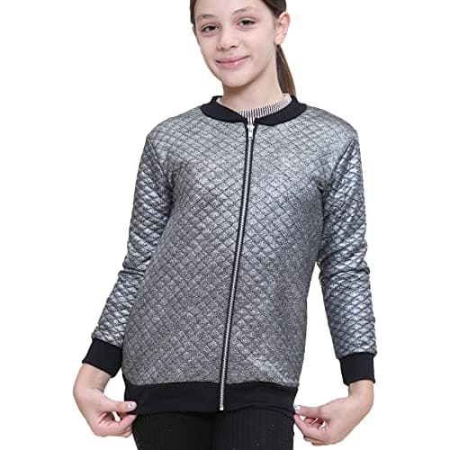 Image of Kids Girls Shiny Casual School Jacket Fashion Quilted Coat - Jacket Shiny Silver 11-12