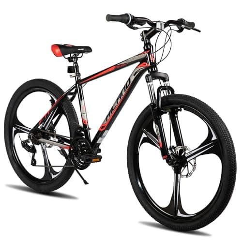 Image of Hiland 26 Inch Mountain Bike for Adults, 3 Spoke Wheel, 18 Speed Mens and Womens Mountain Bike, with Double Disc Brakes, 26 Inch MTB Aluminium Frame Bicycle, Black