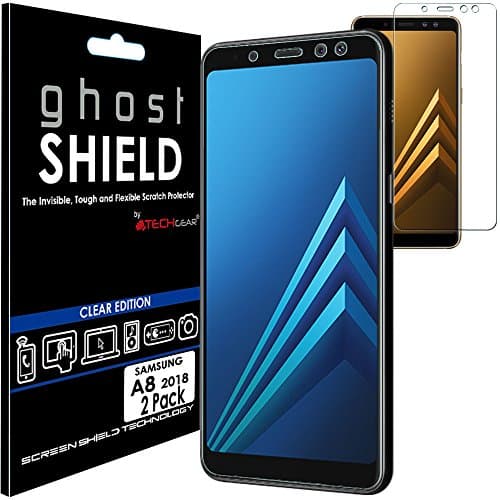 Image of TECHGEAR [2 Pack] Screen Protectors to fit Samsung Galaxy A8 2018 (SM-A530 Series) [ghostSHIELD Edition] Genuine Reinforced Flexible TPU Screen Protector Guard Covers with Full Screen Coverage