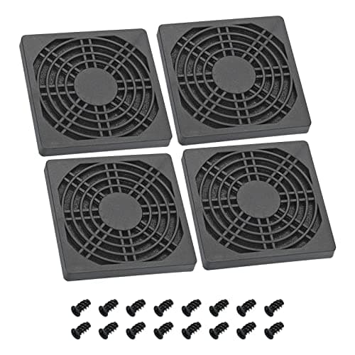 Image of PATIKIL 80mm Cooling Fan Filter with Screw, 4 Pack ABS Ventilator Grill Protector Guard for Fan Protective Cover DIY, Black