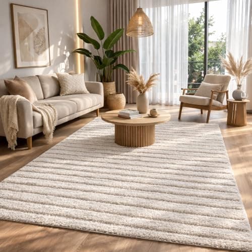 Image of the carpet Bahar Shaggy Elegant Designer Living Room Rug, Soft & Easy-Care High Pile Living Room Rug in Beige, 200 x 290 cm