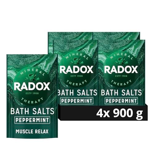 Image of Radox Mineral Therapy Muscle Relax Uniquely Blended With Minerals & Herbs Bath Salts A Relaxing Bath 900 G, Set Of 4