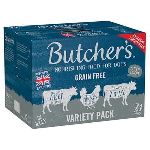 Image of Butcher's Recipes in Jelly Dog Food Tins Variety Pack 24x400g
