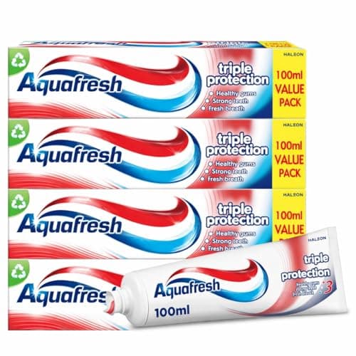 Image of 4 x 100ml Aquafresh Triple Protection Toothpaste – Fluoride Formula for Strong Teeth, Healthy Gums & Long-Lasting Fresh Breath – Everyday Family Oral Care