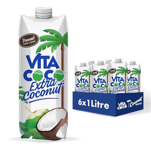Image of Vita Coco - Extra Coconut Water Multipack 1 Litre x 6, Pressed Coconut Water, Gluten Free, Low-Calorie Drink, Thirst Quenching Refreshment