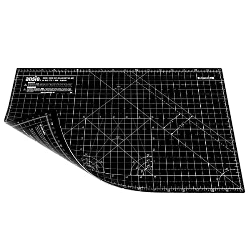 Image of ANSIO Craft Cutting Mat Self Healing A3 Double Sided 5 Layers - Quilting, Sewing, Scrapbook, Fabric & Papercraft - Imperial/Metric 17 Inch x 11 Inch / 42cm x 27cm - Black/Black