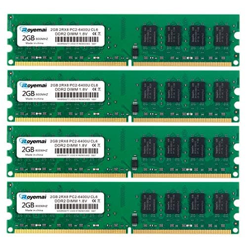 Image of ROYEMAI 8GB DDR2-800, PC2-6400 8GB Kit (4x2GB) DDR2 RAM PC2-6300 2Rx8 240 pin CL6 1.8V Desktop Computer RAM Memory