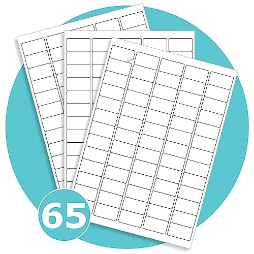 Image of Triplast 100 x Multipurpose A4 Label Sheets - 65 Labels per Sheet (38 x 21mm Each) - Easy-Peel White Stickers for Inkjet & Laser Printer - Ideal for Shipping, Addressing, Filing, Crafts & DIY Use