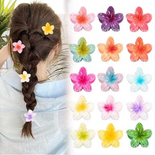 Image of 15 Pieces Flower Hair Clips for Women Girl, Small Flower Claw Clips for Thick Hair, flower Hair Claw Clips Thin Hair, Flowers Girl Hair Accessories Holiday Accessories(4 cm)