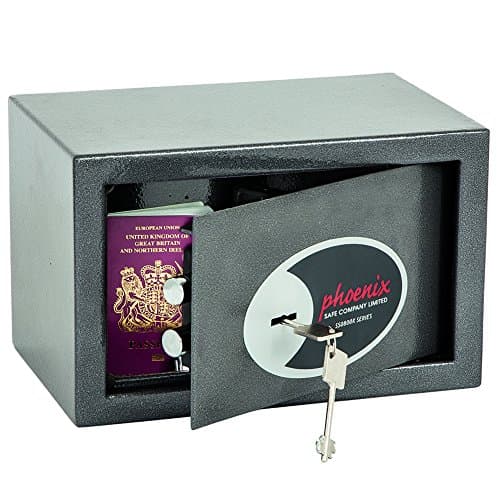 Image of Phoenix Safe Company – SS0801K Vela Home & Office Security Safe | Key Locking | Twin Locking Bolts | Metallic Graphite Finish | 10 Litre Capacity | 4.5kg