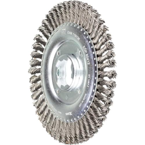 Image of PFERD Pipe, Round Brush, 125 x 6 mm, Knotted, 0.50 mm Steel Wire, X-Lock (22.23 mm), 43302521 - for Quick and Comfortable Tool Changes