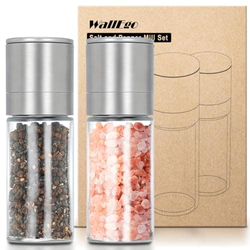 Image of Mini Salt and Pepper Grinder Set, Small Salt and Pepper Mills Premium Ceramic Glass Body Adjustable Coarseness Portable Salt Shakers, [Without Spice Content]