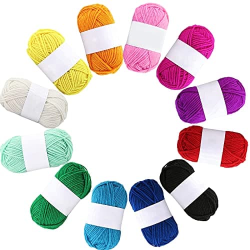 Image of 12 Pack Double Knitting Yarn Acrylic Wool Crochet Yarn for Small Yarn Projects Handcrafts 10g