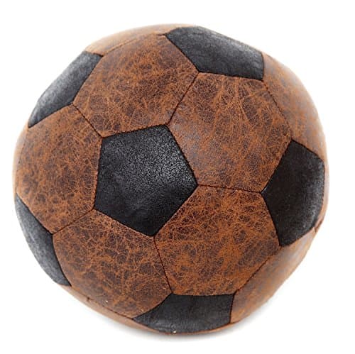 Image of Carousel Home and Gifts Distressed Leather Look Brown Black Football Style Novelty Decorative Doorstop