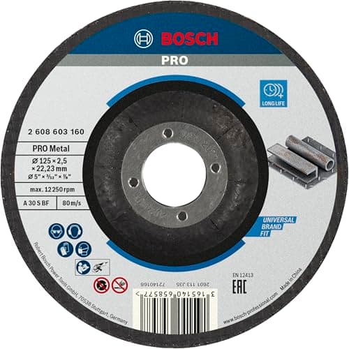 Image of Bosch 1x PRO Metal Longlife Cutting Disc for Small Angle Grinder and Bore 22.23 mm (for Steel, Ø 125 mm, Professional Accessory Small Angle Grinder)