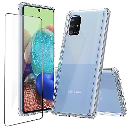 Image of Niopiee for Samsung Galaxy A71 4G Case Crystal Clear Slim Hard Case Hybrid Shockproof Bumper with Tempered Glass Screen Protector Full Body Anti-Yellow Anti-Scratch Phone Protective Cover