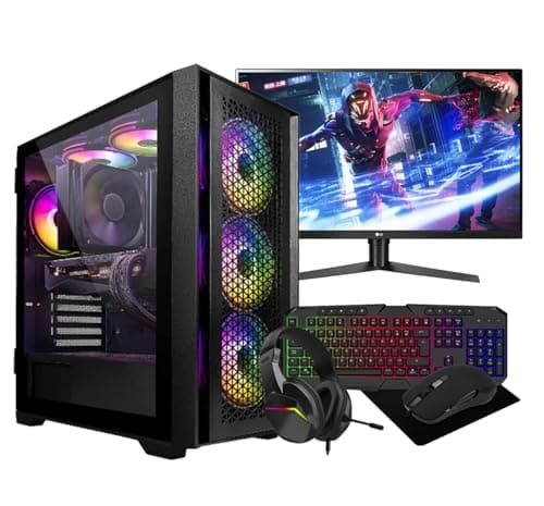 Image of Computek Gaming PC • 22" Monitor • Intel Core i7 • GTX 1650 4GB Graphic Card • 16GB Ram • 256GB SSD + 1TB HDD • 500W 80+ PSU • Black RGB Gaming Case with 10 Fans • WIFI • Windows 11
