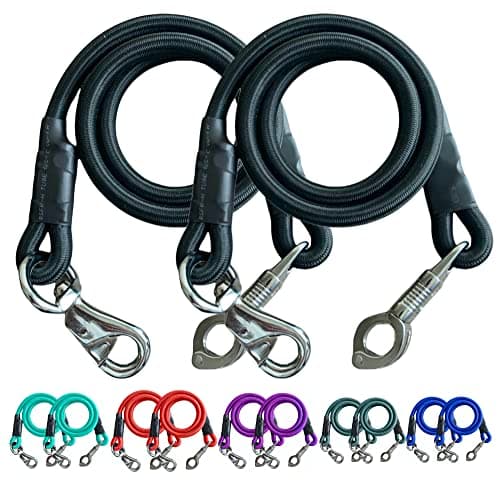 Image of Majestic Ally Pack of 2, Bungee Trailer Tie for Horse Haulage with Panic Snap and Bull Snap (Black)
