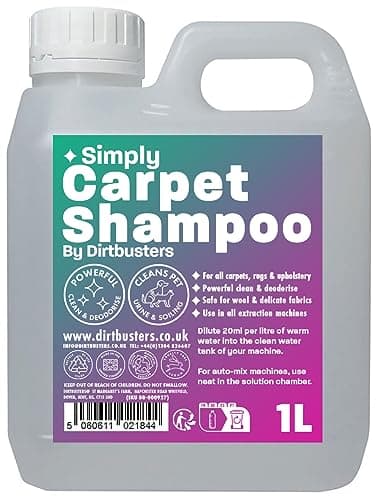 Image of Dirtbusters Simply Carpet Cleaner Shampoo Solution, Powerful 3-In-1 Carpet Cleaner Solution To Clean All Soiling & Neutralise Odour, Urine & Stains (1L)