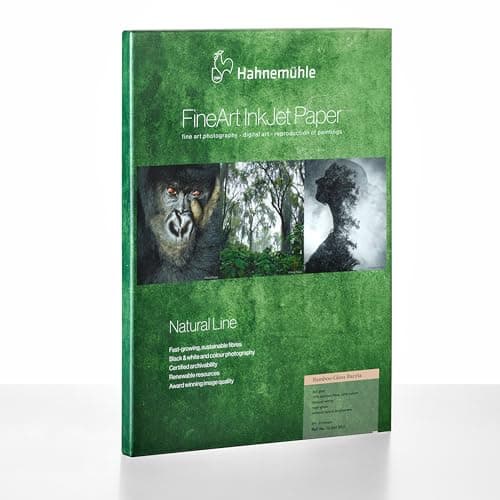 Image of Hahnemühle Bamboo Gloss Baryta Sustainable Inkjet Photo Paper with 90% Bamboo Fasteners, Natural White, 305gsm (24" x 12m)