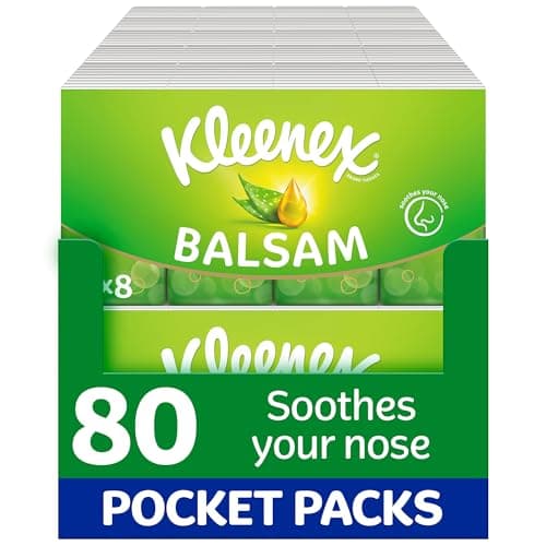 Image of Kleenex® Balsam Pocket Tissues - 80 Pocket Packs of Travel Tissues - Balmcare to Protect and Soothe Your Nose for Cold & Flu
