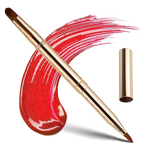Image of Retractable Lip Makeup Brush Portable Dual End Lipstick Brush Lipstick Gloss Makeup Brushes Concealer Brushes Lip Contours Makeup Tool (Gold)