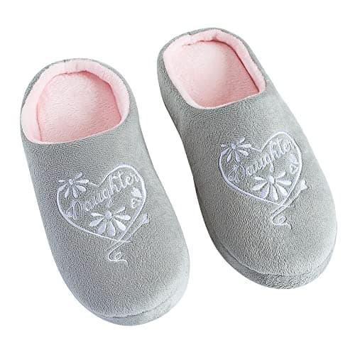 Image of Said with sentiment Womens Daughter Slippers, Grey And Pink, 5.5 UK