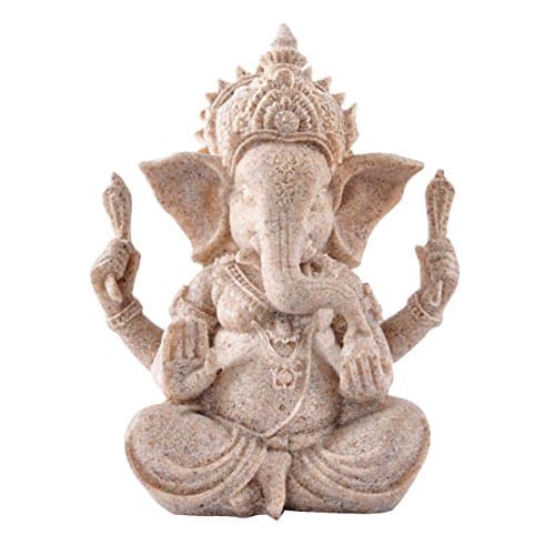 Image of Kitchnexus Ganesh Buddha Statue Sandstone Elephant Sculpture Fengshui Figurine Craft Home Decor