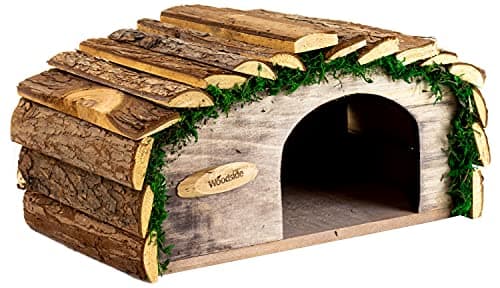 Image of Woodside Hedgehog House & Hibernation Shelter with Bark Roof, Safe & Secure Predator Proof Outdoor Habitat/Feeding Station