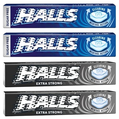 Image of Menthol Lozenges Multipack – Pack of 4 (2 Sugar Free Original + 2 Extra Strong) – Refreshing Menthol Cough Drops for Sore Throat, Dry Mouth & Breath Freshening