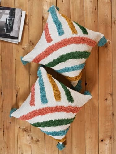 Image of Kravika® Cushion Covers, 16"X16" Inch(40X40 cm), Multipurpose Throw Pillow for Sofa/Couch (Unique Design Inspired from Rainbow Colors, 2)