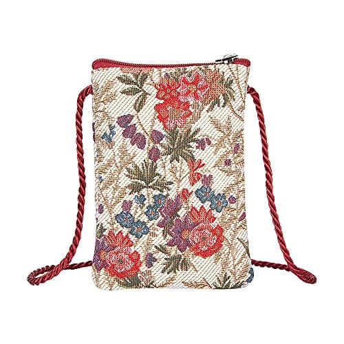 Image of Signare Tapestry Mini Crossbody Bag, Ladies Purse, Mobile Phone Bag (Flower Meadow)