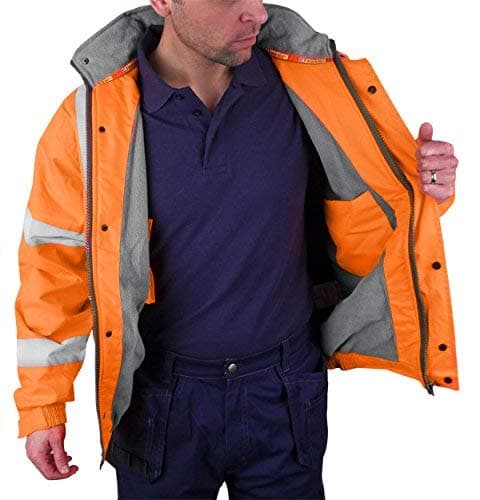 Image of BOMBER JACKET FLEECE LINED HV ORANGE LGE