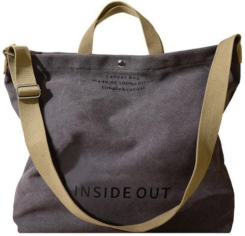 Image of Large Tote Bag for Women, Canvas Bag Women Gift, Fashion Crossbody 16oz 100% Cotton Bag, Large Capacity Shoulder Bag, Grey, Confident Curves (XLarge)