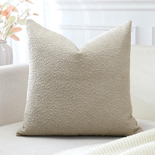 Image of Artscope Pack of 1 Textured Boucle Cushion Covers Square Pillow Cases Cozy Soft Decorative Couch Pillow Covers for Chair Sofa Bedroom Living Room Home Decor 45x45cm, Oatmeal