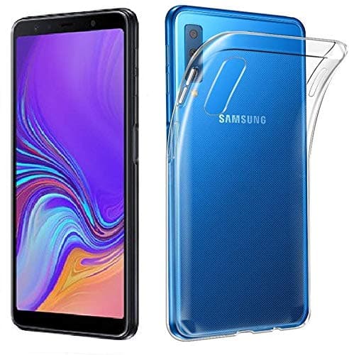 Image of PIXFAB For Samsung Galaxy A7 2018 A750F Thin All Clear Black TPU Gel Silicone Rubber Phone Case Cover + Screen Protector