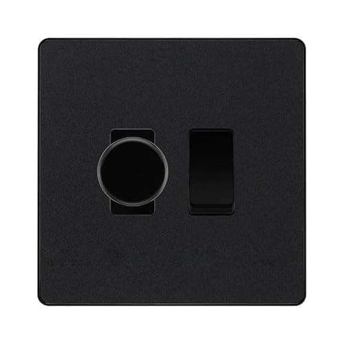 Image of BG Evolve Matt Black 2 Gang Light Switch 1x Trailing Edge LED Dimmer 1x 2 Way Custom Switch