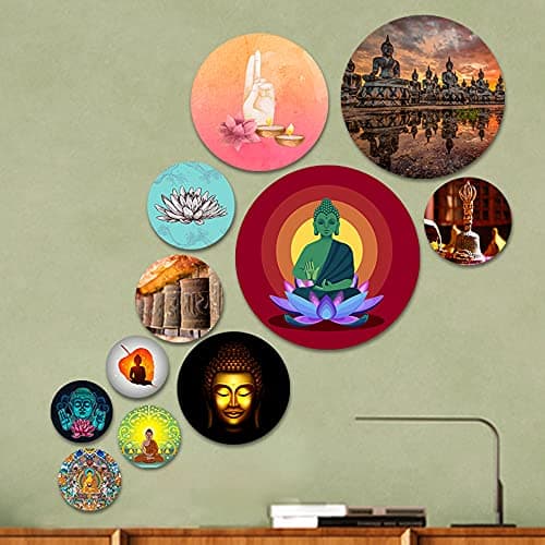 Image of Artvibes Designer MDF Wooden Wall Hanging for Home|Office|Gift (WPS_101-110N, Set of 11), Multicolour (Multicolour 10)