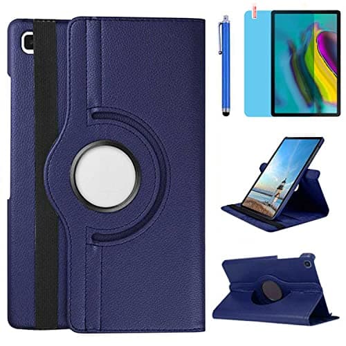 Image of Case for Samsung Galaxy Tab S5e 2019 10.5 inch (SM-T720 SM-T725 SM-T727) - 360 Degree Rotating Stand Case Full Protective Smart Cover,Bonus Stylus Pen,Screen Film (Deep Blue)