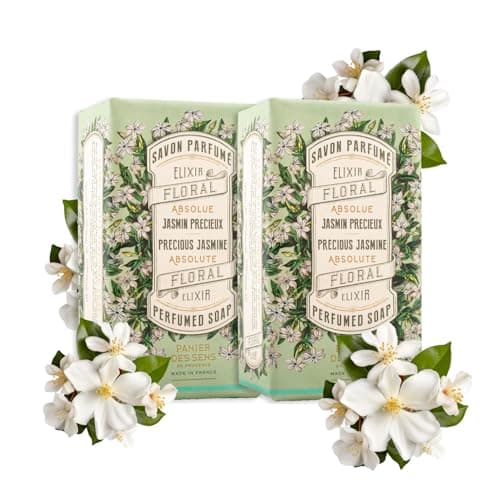 Image of Panier des Sens - Jasmine Soap Bar 2x150g - Moisturizing Gentle Scented luxury Bar Soap with Olive Oil - 97% Natural Ingredients Made in France - Vegan Body Wash for All Skin Types