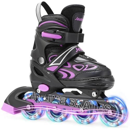 Image of Adjustable Inline Skates for Kids, Girls Boys Light up Inline Skates Size Adjustable Roller skates for Beginners (Large (UK 4-7))