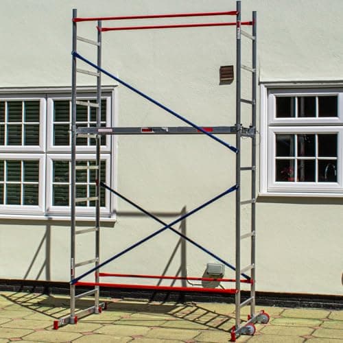 Image of Home Master DIY Scaffold Tower | Aluminium At-Home Scaffolding | 150kg Load Capacity, Quick Assembly, Trapdoor Platform | 4m