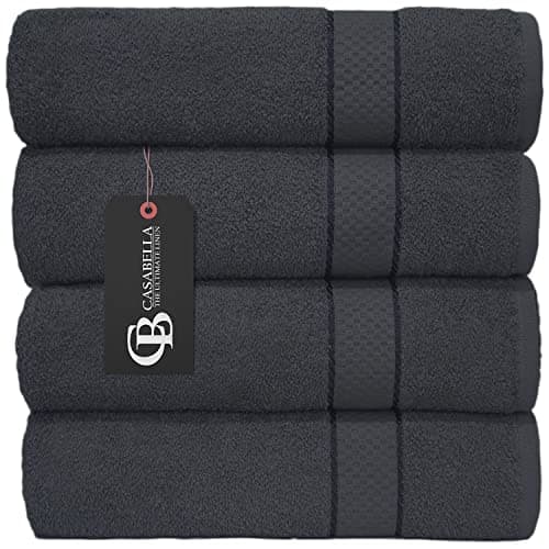 Image of Casabella Pack of 2 Large Jumbo Bath Sheets 100% Egyptian Combed Cotton Big Beautiful Towels_Grey_2pcs