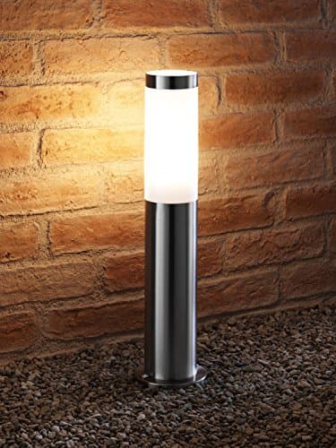Image of Auraglow IP44 Stainless Steel Outdoor Garden Path Post Light - 5w Warm White LED Light Bulb Included
